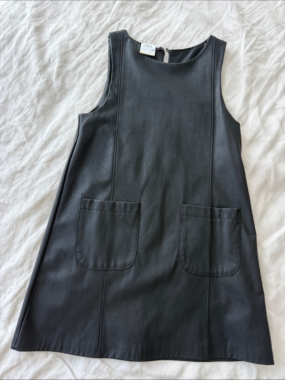 Zara Black Faux Leather Pocket Shift Dress